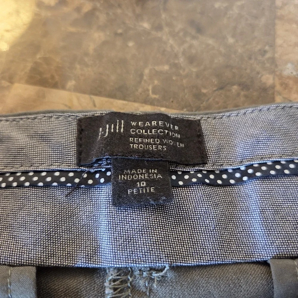 J. Jill sz 10‎ petite refined woven green trouser pants stretch casual career